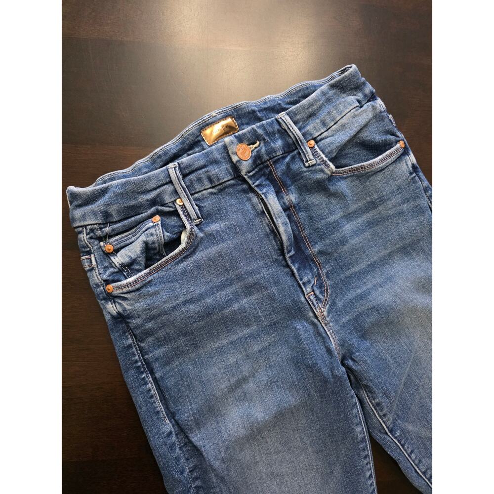 Mother High Waisted Looker Ankle Fray Jean Walking On Coals Size 28 - Picture 2 of 7